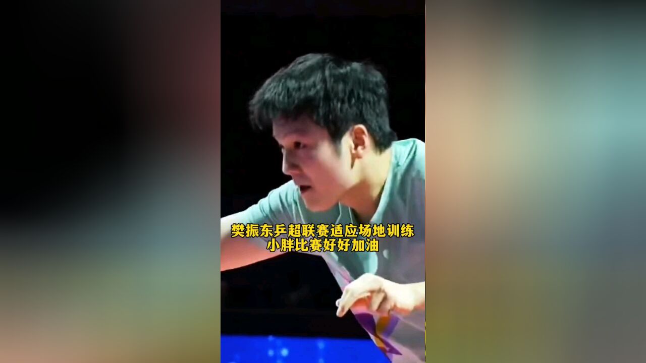 樊振东乒超联赛适应场地训练,小胖比赛好好加油