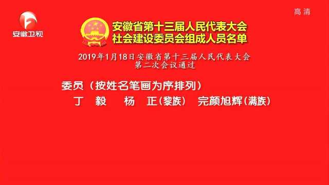 安徽省第十三届人民代表大会社会建设委员会组成人员名单