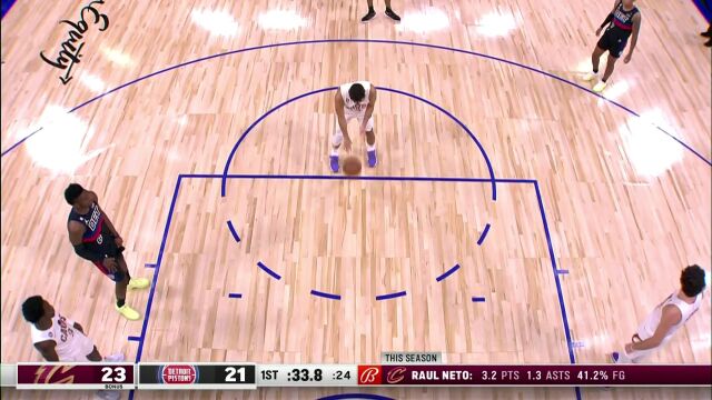 NBA常规赛：骑士vs活塞第1节英文原声回放