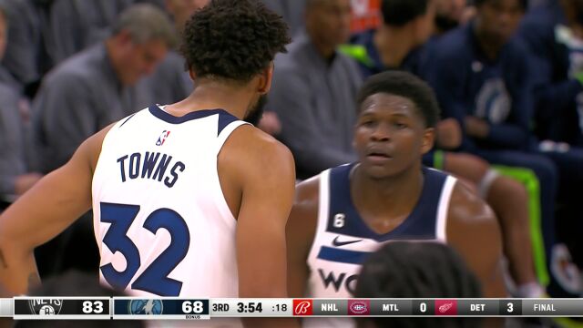 NBA季前赛：篮网vs森林狼第3节英文原声回放