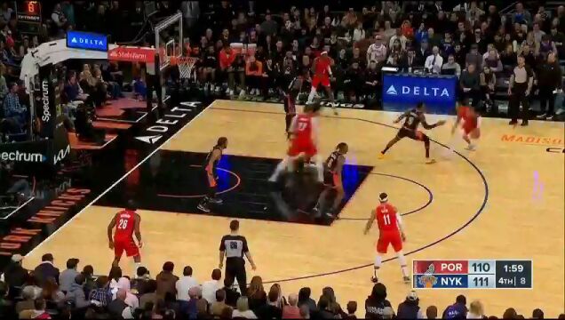 NBA常规赛：开拓者vs尼克斯第4节中文解说回放
