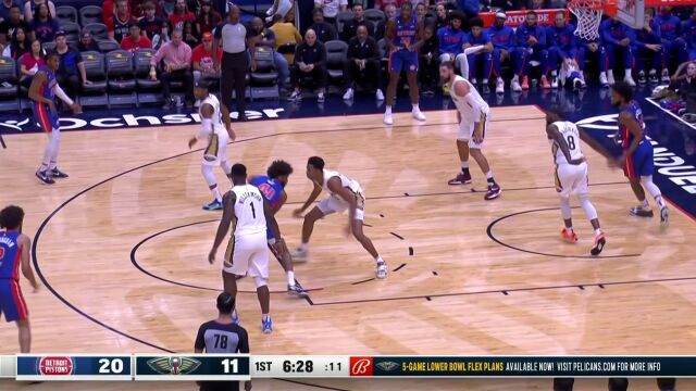 NBA季前赛：活塞vs鹈鹕第1节中文解说回放