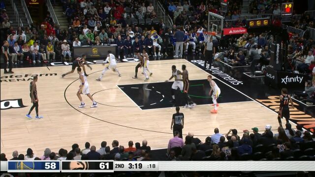 NBA常规赛：勇士vs老鹰第2节英文原声回放