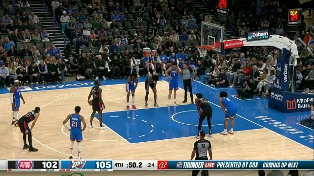  NBA常规赛：活塞vs雷霆英文原声全场回放