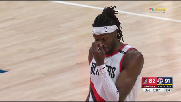 NBA常规赛：开拓者vs奇才第3节英文原声回放