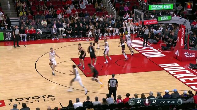 NBA常规赛：马刺vs火箭第2节英文原声回放