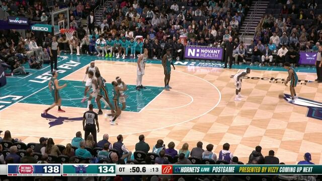 NBA常规赛：活塞vs黄蜂加时赛 英文解说回放