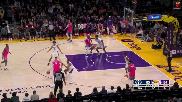 NBA常规赛：奇才vs湖人第3节中文解说回放
