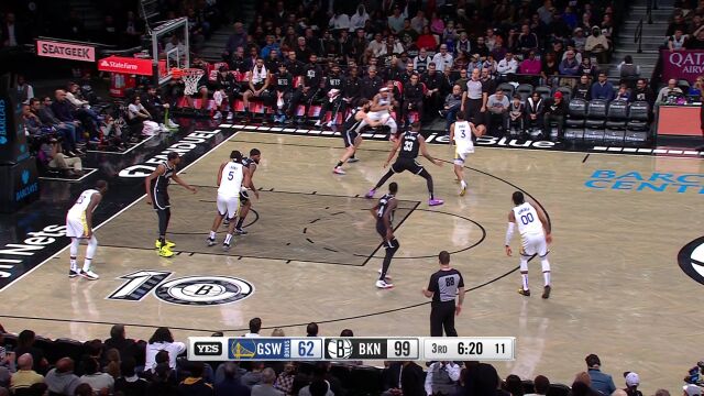 勇士vs篮网精华回放 怀斯曼空砍30分杜兰特23+7+5率队豪取七连胜
