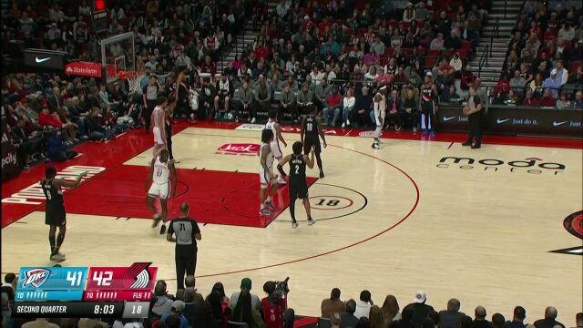 NBA常规赛：雷霆vs开拓者第2节中文解说回放