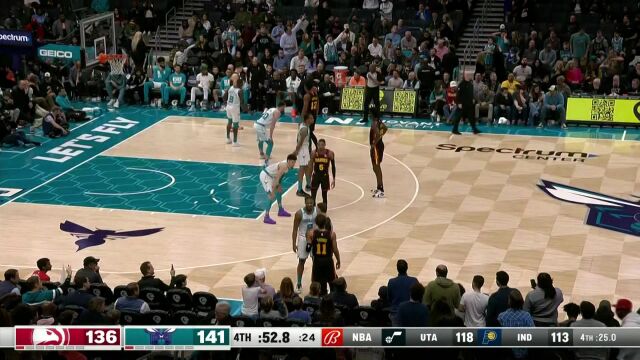 NBA常规赛：老鹰vs黄蜂第4节 中文解说回放