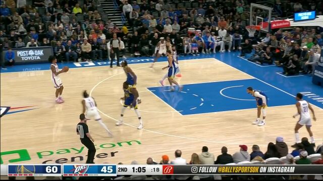 NBA常规赛：勇士vs雷霆第2节英文原声回放
