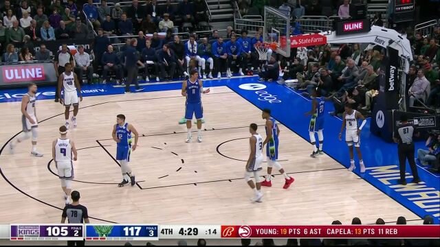 NBA常规赛：国王vs雄鹿第4节英文原声回放