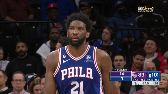 NBA常规赛：国王vs76人第3节 英文解说回放