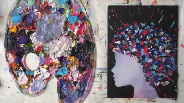 画画好玩:Colorful thoughts  Acrylic painting