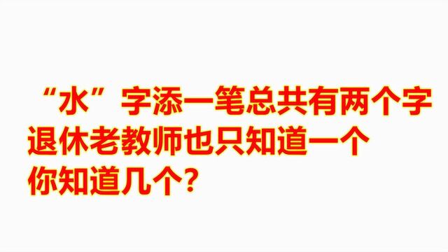 “水”字添一笔总共两个字,退休老教师只知道一个,你知道几个?