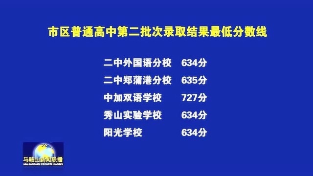 2019年马鞍山市普通高中第二批次录取结果及缺额补录工作开始