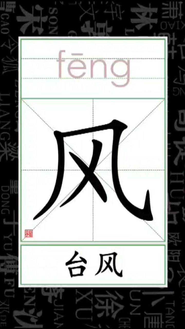 小学语文看笔顺识字组词风台风