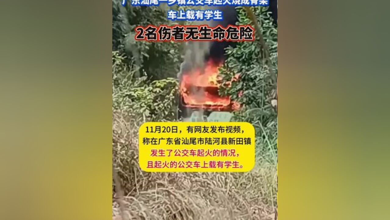 一公交车撞电线杆后起火,2名伤者无生命危险!