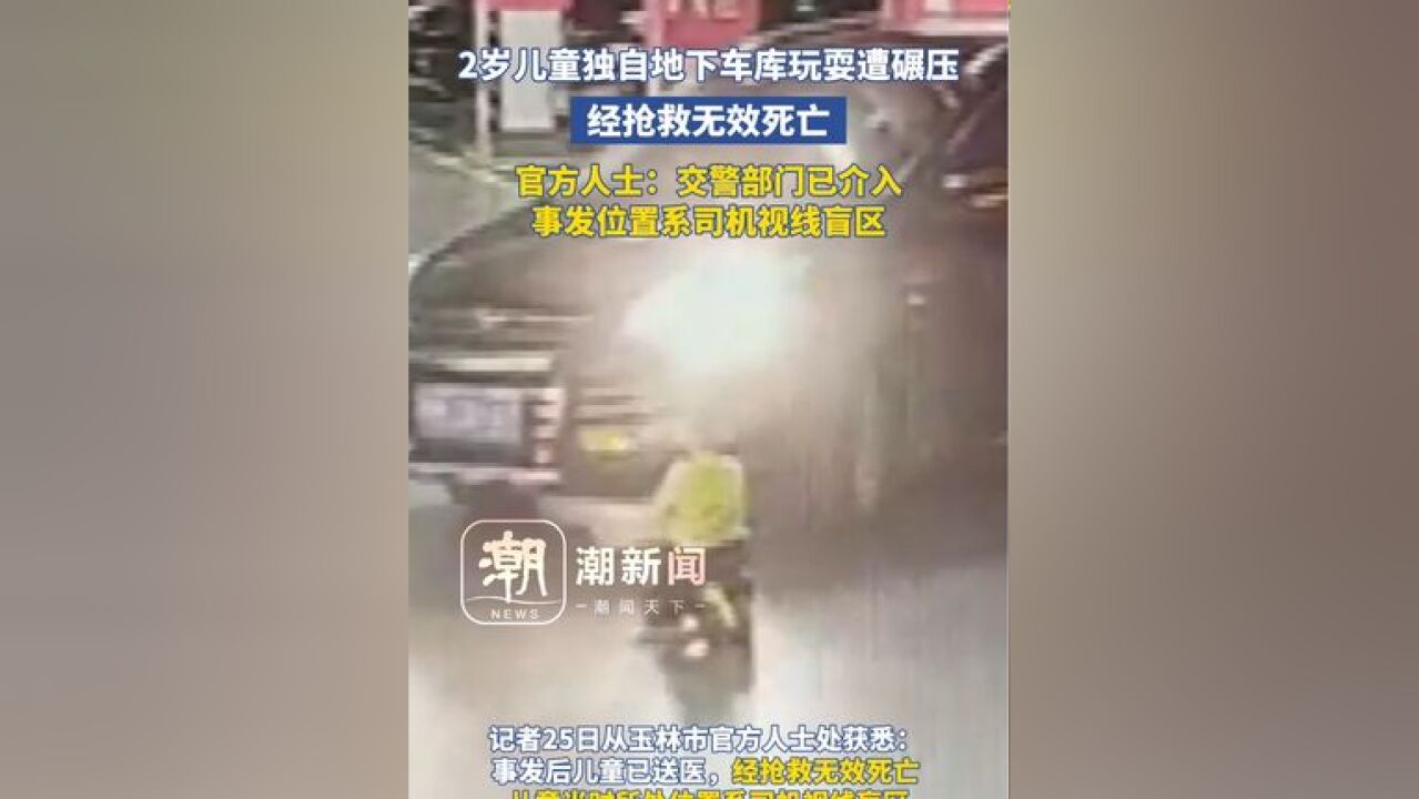 2岁儿童独自地下车库玩耍遭碾压,经抢救无效死亡,官方人士:事发位置系司机视线盲区,交警部门已介入