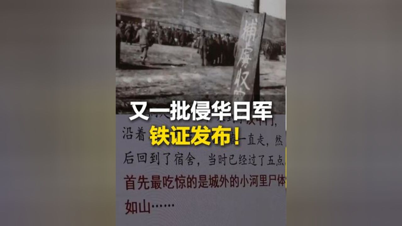 11月29日,又一批侵华日军铁证发布!侵华日军日记记载南京大屠杀惨状“最吃惊的是城外的小河里尸体如山”