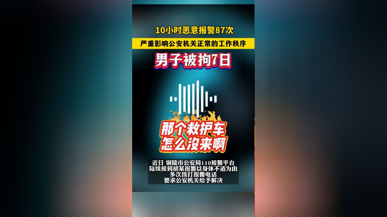 87次?还是民警小姐姐脾气好!男子10小时恶意报警87次被拘7日