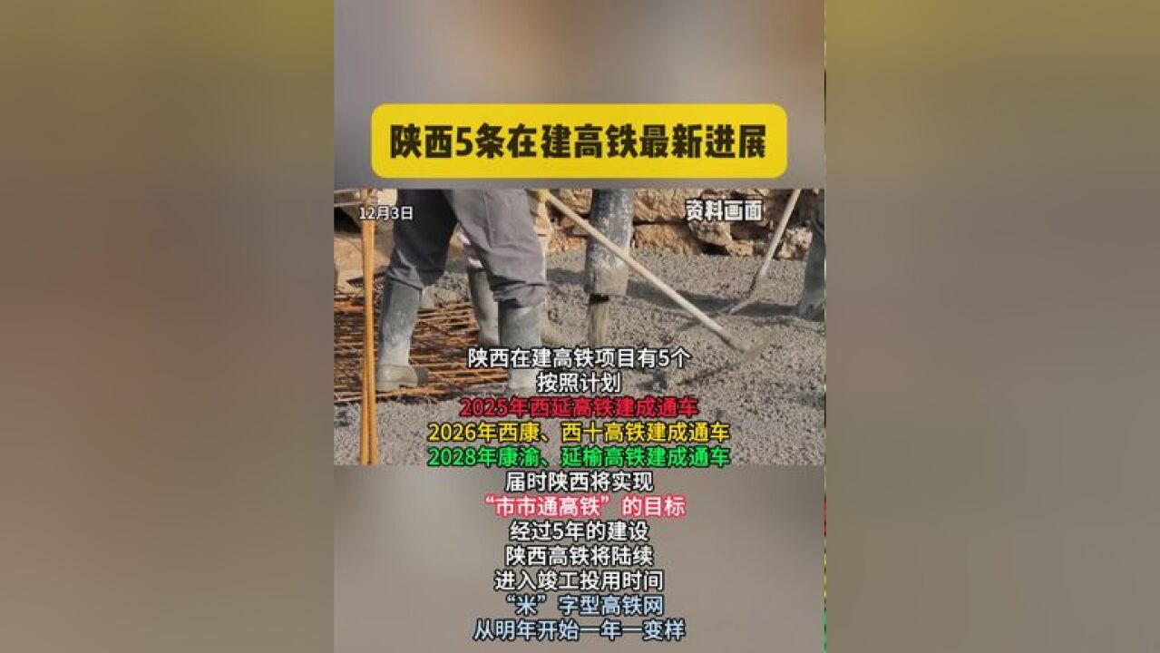 陕西5条在建高铁最新进展