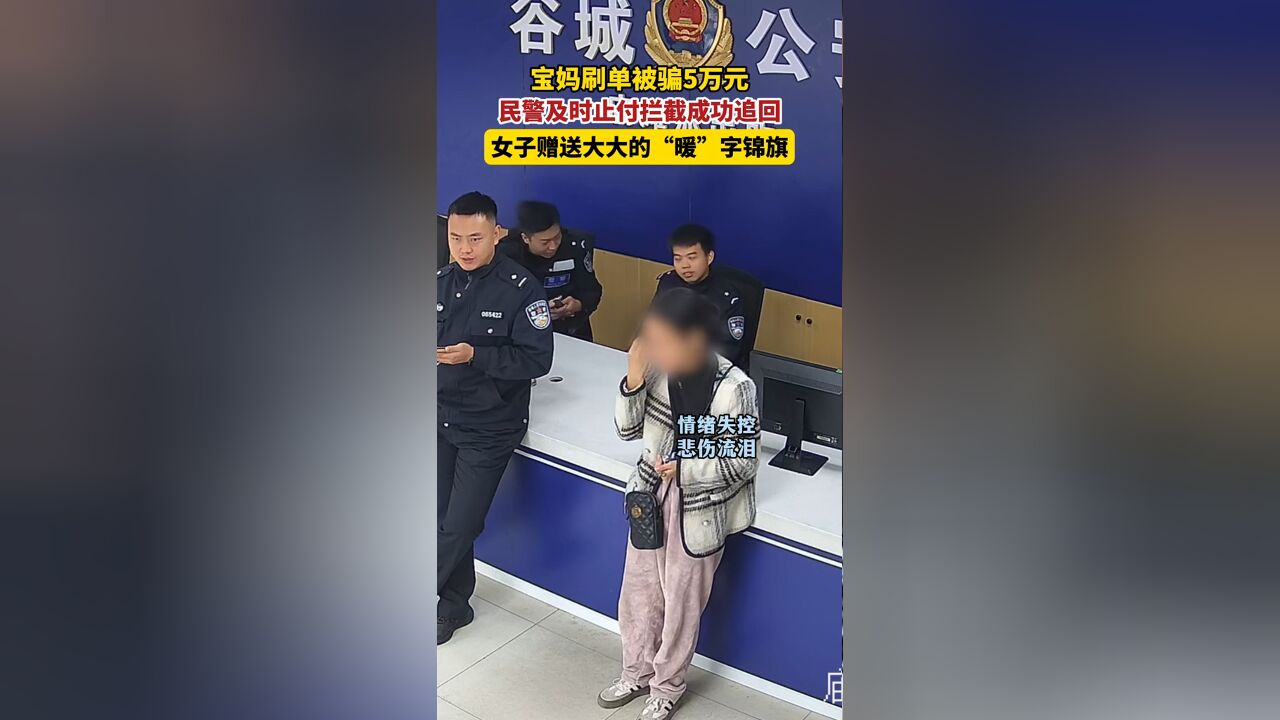 宝妈被骗5万元悲伤流泪,民警追回获奶茶锦旗感谢:像冬天的太阳