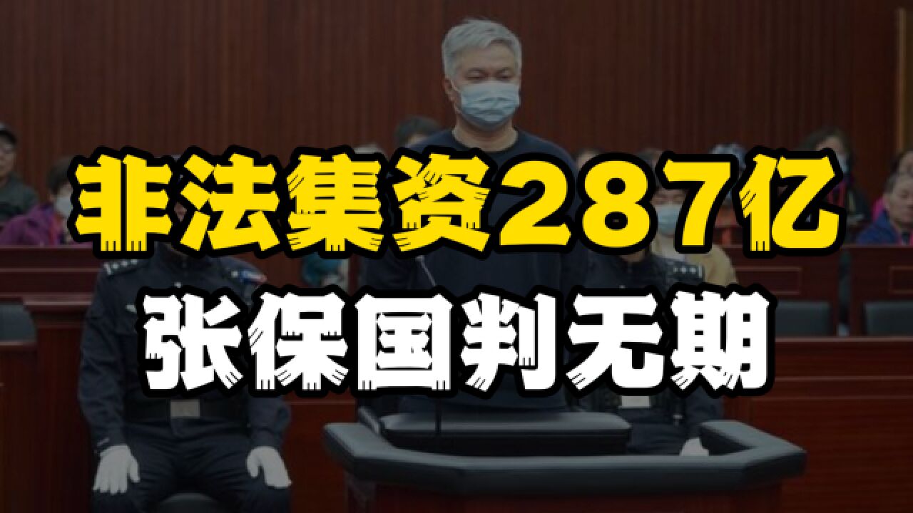 非法集资287亿!诈骗金额创纪录,首犯张保国判无期