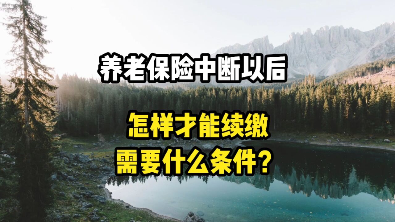 养老保险中断以后,怎样才能续缴?需要什么条件?