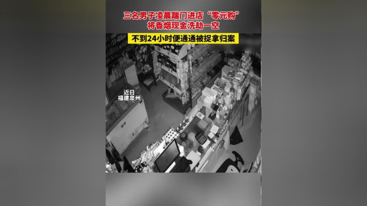 三名男子凌晨踹门进店“零元购”, 将香烟现金洗劫一空,不到24小时便被民警捉拿归案