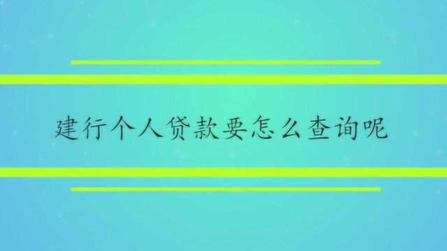 建行个人贷款要怎么查询呢