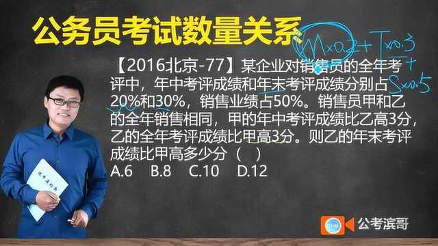 某企业对销售员的全年考评中,年中考评成绩和年末考评成绩分别占20%