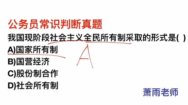 公务员常识,我国现阶段社会主义全民所有制采取的形式是什么?