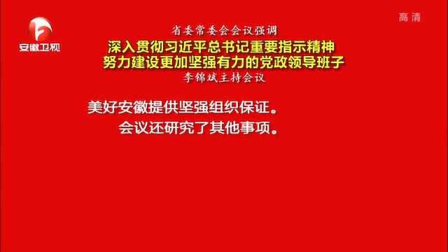 省委常委会会议:加强党政领导班子建设 研究部署安徽省贯彻落实工作