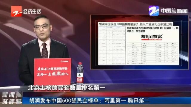 胡润中国民企500强榜单首发!阿里第一、腾讯第二、华为第四