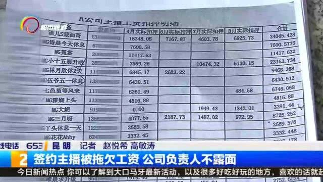 签约主播被拖欠工资 公司负责人不露面