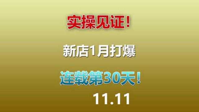 连载第30天!淘宝新店1个月做起来,全程实操见证!