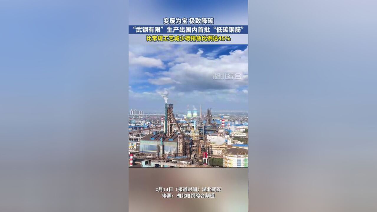 变废为宝,极致降碳!“武钢有限”生产出国内首批“低碳钢筋”,比常规工艺减少碳排放比例达45%