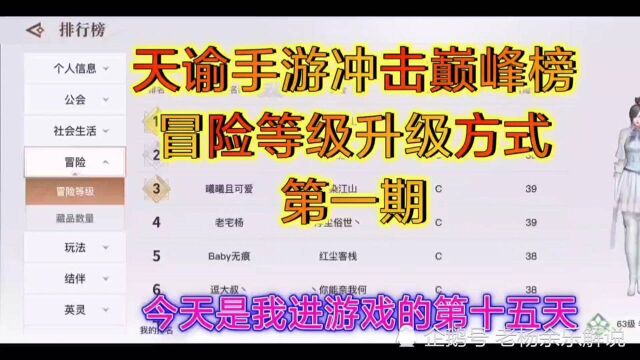 天谕手游巅峰榜攻略(冒险经验获取)萌新和冲榜的你必看!(一)