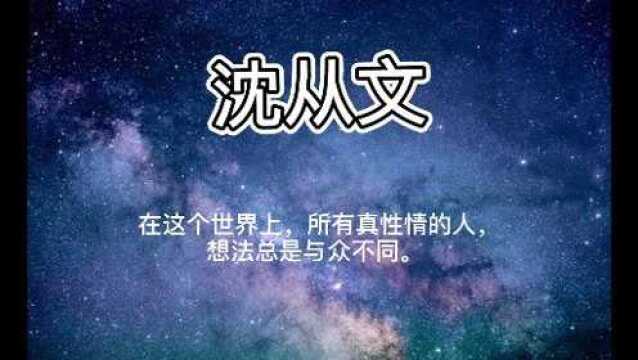 沈从文:在这世界上,所有真性情的人,想法总是与众不同.