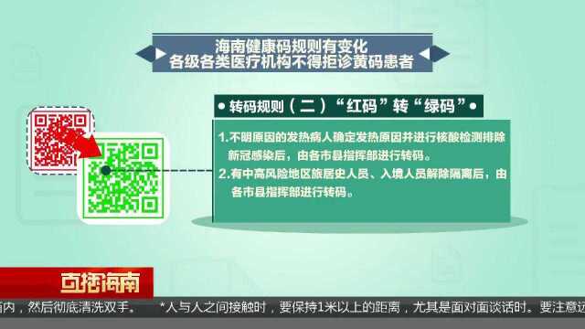 海南健康码规则有变化:各级各类医疗机构不得拒诊黄码患者