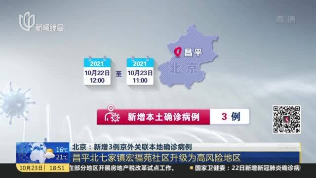 北京:新增3例京外关联本地确诊病例 昌平北七家镇宏福苑社区升级为高风险地区