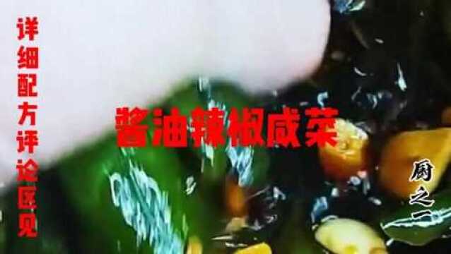 配方:评论区见~酱油辣椒咸菜制作方法视频教程~请留言评论探讨