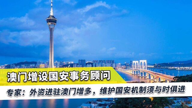 澳门增设国安事务顾问和技术顾问,专家给出原因,做好万全准备