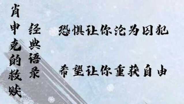 肖申克的救赎经典励志语录,恐惧让你沦为囚犯,希望让你重获自由