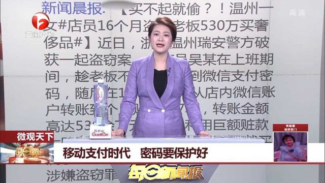 浙江温州:店员偷窥老板支付密码,趁机盗窃金额530余万