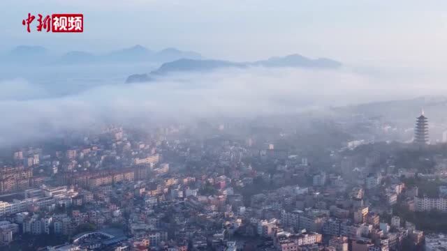 春雾岛城航拍温州洞头