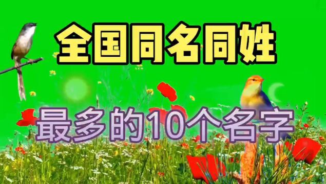 中国同名同姓最多的10个名字,看看有你没有?