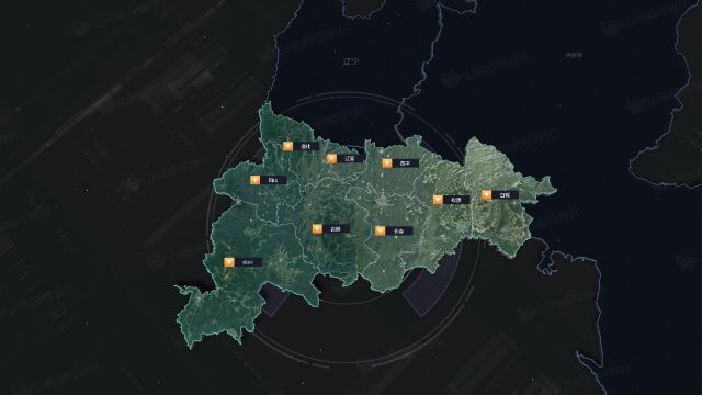 【山海鲸可视化模板】吉林省3D地图写实风三维地图